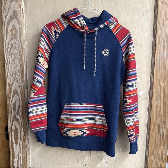 Hooey S Western Style Hoodie With Multicolor Aztec Print Sleeves - Picture 1 of 3
